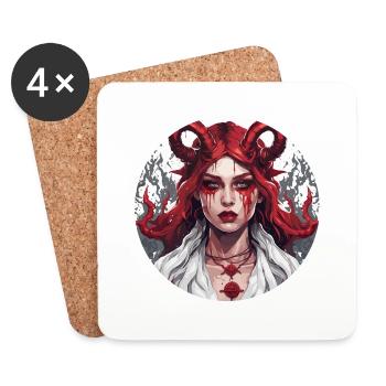 diabolical woman / blood / gothic / heavy metal - Coasters (set of 4) - white - Front