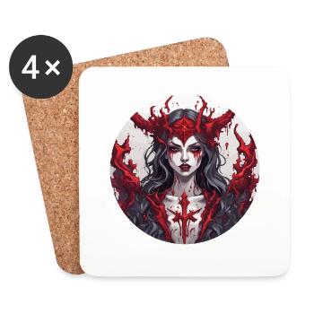 femme diabolique / sang / gothique / heavy metal - Dessous de verre (lot de 4) - blanc - Devant