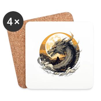 Golden moon dragon - Coasters (set of 4) - white - Front
