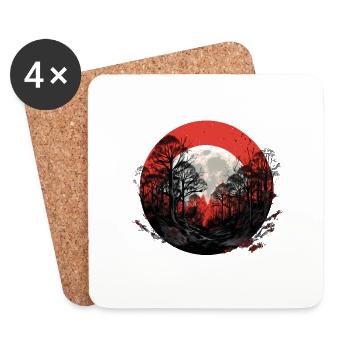 Red night in forest - Coasters (set of 4) - white - Front