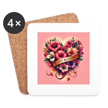Love Blooms - Coasters (set of 4) - white - Front