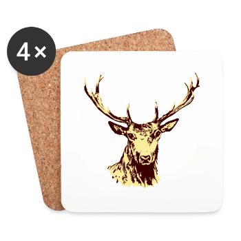 Cerf - Dessous de verre (lot de 4) - blanc - Devant