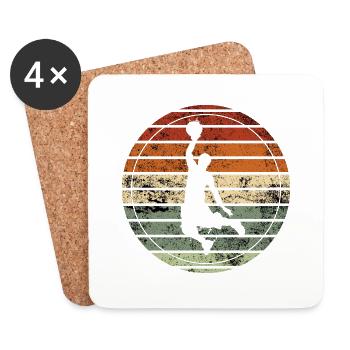 Retro Basketball - Vintage Gift Idea - Coasters (set of 4) - white - Front