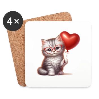 A cute kitten wearing glasses - Coasters (set of 4) - white - Front