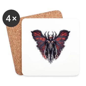 Mothman / Motte / Insekt / Fabelwesen / Flatterer - Untersetzer (4er-Set) - Weiß - Vorne