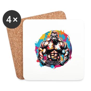 Bodybuilder / Sports / Fitness / Monkey / Muscles - Coasters (set of 4) - white - Front