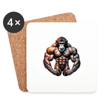 Bodybuilder / Sports / Fitness / Monkey / Muscles - Coasters (set of 4) - white - Front