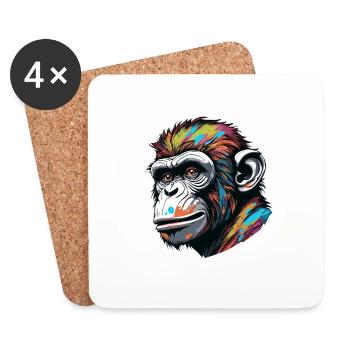 Monkey / Animal / Zoo / Chimpanzee / Wild / Comic - Coasters (set of 4) - white - Front
