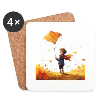 Faire voler des cerfs-volants est amusant pour les enfants - Dessous de verre (lot de 4) - blanc - Devant