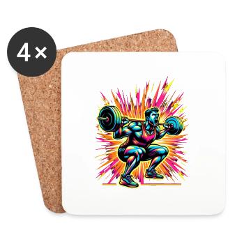 Explosion de puissance : les haltérophiles en action - Dessous de verre (lot de 4) - blanc - Devant