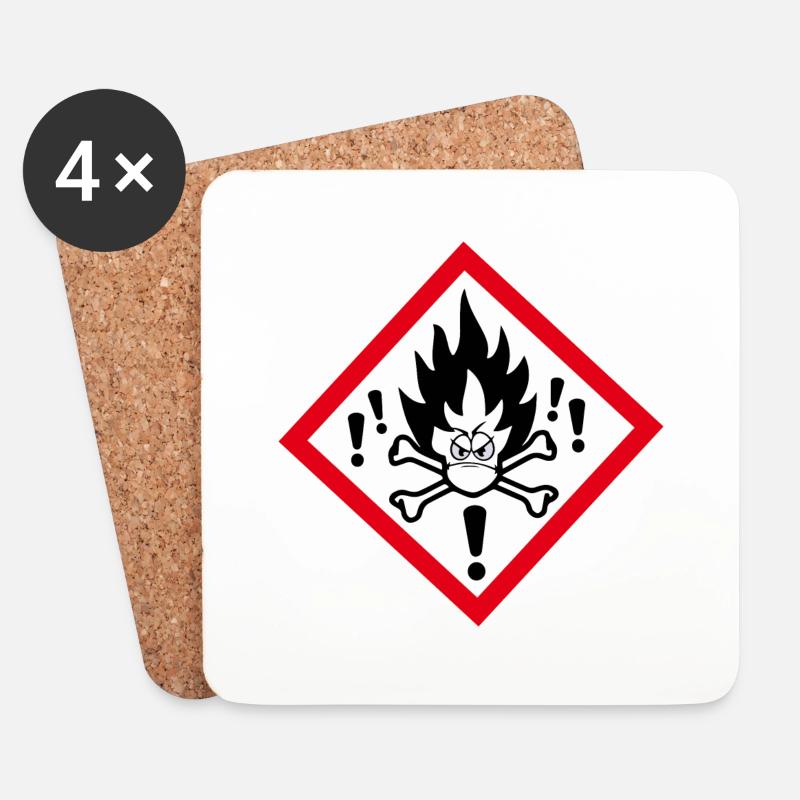 Gefahrensymbol "Wütende Freundin" - Untersetzer (4er-Set) - Weiß