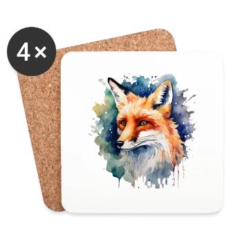Pouvoir Animal Renard, Astucieux, Animal, Renard, - Dessous de verre (lot de 4) - blanc - Devant