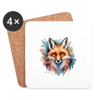 Fox Power Animal Wisdom - Coasters (set of 4) - white - Front