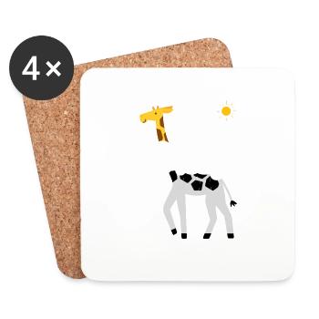 Girafe humour - Dessous de verre (lot de 4) - blanc - Devant