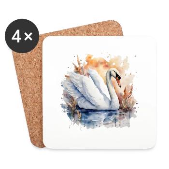 Cygne animal de puissance - Dessous de verre (lot de 4) - blanc - Devant