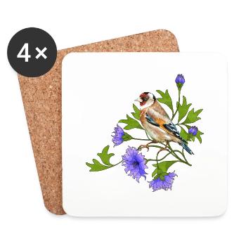 Oiseau coloré - Dessous de verre (lot de 4) - blanc - Devant