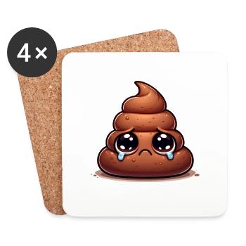 trauriger Kackhaufen - Untersetzer (4er-Set) - Weiß - Vorne