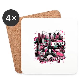 Merveille de la ville Paris Hollywood – Métropole romantique - Dessous de verre (lot de 4) - blanc - Devant