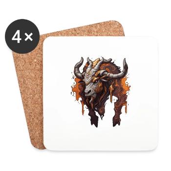 Minotaur / griechische Mythologie / Kreatur - Untersetzer (4er-Set) - Weiß - Vorne