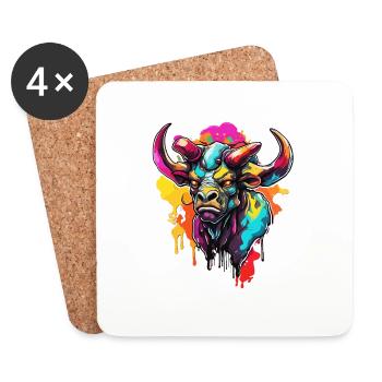Minotaur / griechische Mythologie /Kreatur - Untersetzer (4er-Set) - Weiß - Vorne