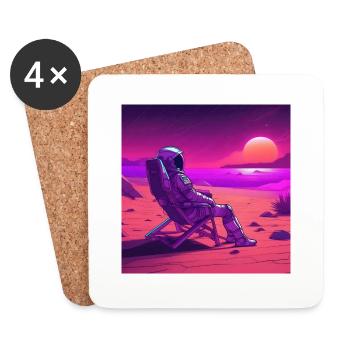 Astronaut auf Mars - Untersetzer (4er-Set) - Weiß - Vorne