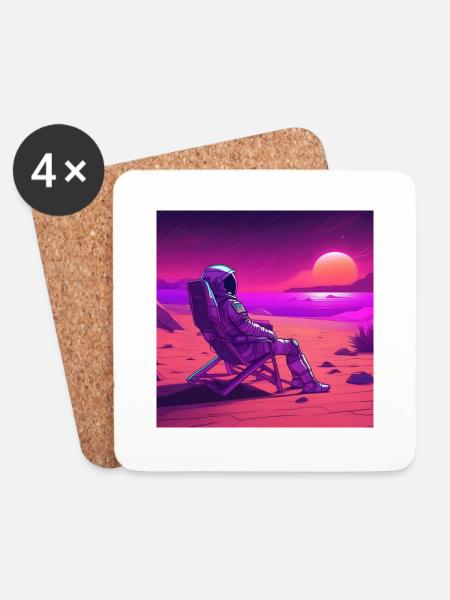 Astronaut on Mars - Coasters (set of 4) - white