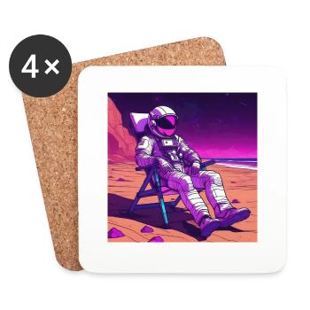 Astronaut auf Mars - Untersetzer (4er-Set) - Weiß - Vorne