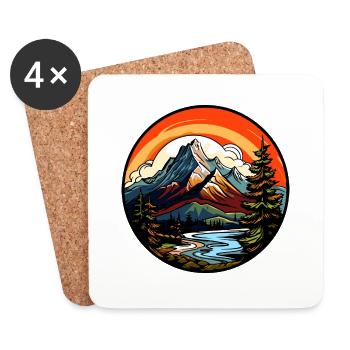 Mountains, Landscape, Nature - Coasters (set of 4) - white - Front