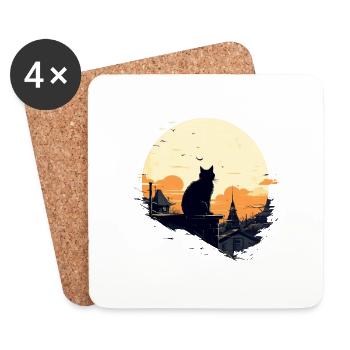 Lonely cat - Coasters (set of 4) - white - Front