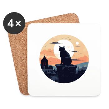 Cat on the roof - Coasters (set of 4) - white - Front
