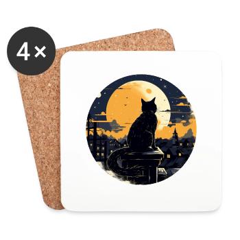 Midnight cat - Coasters (set of 4) - white - Front