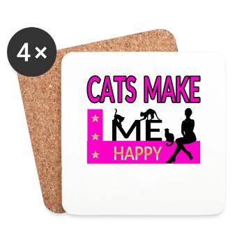Chat - Dessous de verre (lot de 4) - blanc - Devant