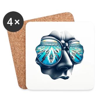 Focus du champion de natation - Dessous de verre (lot de 4) - blanc - Devant