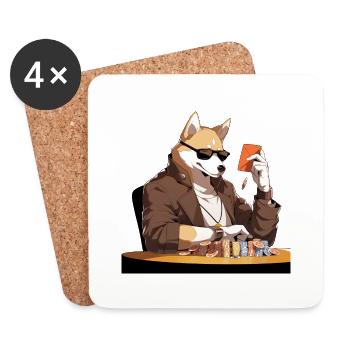 Poker Bad Ass Chien - Dessous de verre (lot de 4) - blanc - Devant