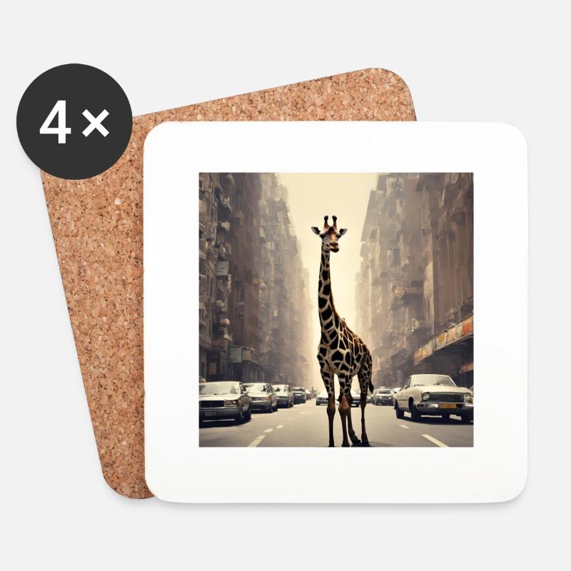 Giraffe - Coasters (set of 4) - white