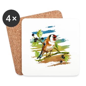 Bunter Vogel - Untersetzer (4er-Set) - Weiß - Vorne