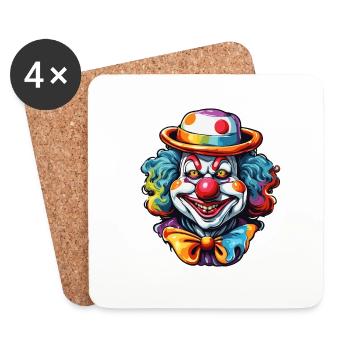 Clown / Zirkus / Fasching / Karneval / verspielt - Untersetzer (4er-Set) - Weiß - Vorne