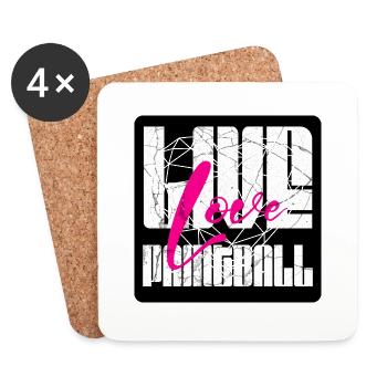 Live Love Paintball, whireframe coeur avec bg - Dessous de verre (lot de 4) - blanc - Devant