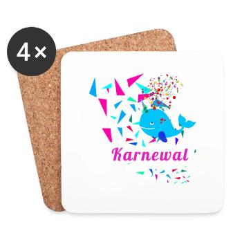 karnewal,wal,konfetti,karneval,walfisch, bunt - Untersetzer (4er-Set) - Weiß - Vorne