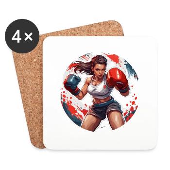 Boxer / Sports / Fight / Arena / Boxing Ring / Fists - Coasters (set of 4) - white - Front