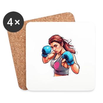 Boxer / Sports / Fight / Arena / Boxing Ring / Fists - Coasters (set of 4) - white - Front
