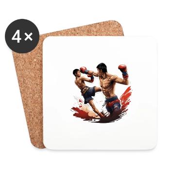 Boxer / Sports / Fight / Arena / Boxing Ring / Fists - Coasters (set of 4) - white - Front