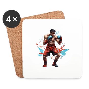 Boxer / Sports / Fight / Arena / Boxing Ring / Fists - Coasters (set of 4) - white - Front