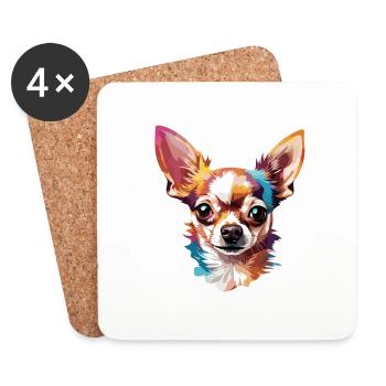 Chihuahua / petit chien / animal / minuscule / race - Dessous de verre (lot de 4) - blanc - Devant