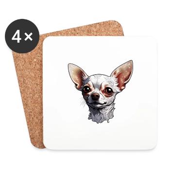 Chihuahua / petit chien / animal / minuscule / race - Dessous de verre (lot de 4) - blanc - Devant