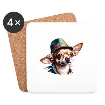 Chihuahua / petit chien / animal / minuscule / race - Dessous de verre (lot de 4) - blanc - Devant