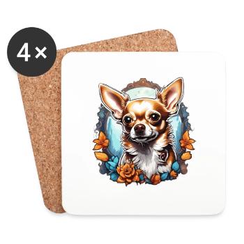 Chihuahua / petit chien / animal / minuscule / race - Dessous de verre (lot de 4) - blanc - Devant