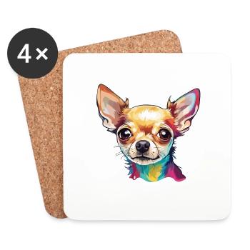 Chihuahua / petit chien / animal / minuscule / race - Dessous de verre (lot de 4) - blanc - Devant