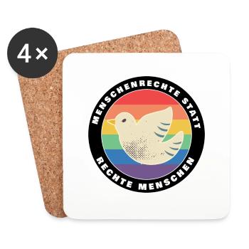 Menschenrechte statt rechte Menschen Demokratie - Untersetzer (4er-Set) - Weiß - Vorne