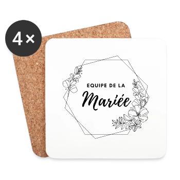 EVJF Equipe de la mariée - Dessous de verre (lot de 4) - blanc - Devant
